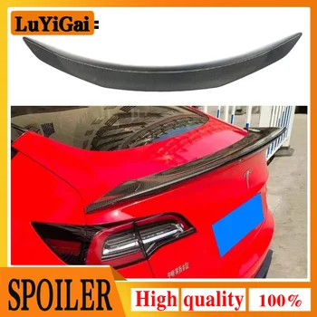 2017-2022 Спойлер в стиле V для Tesla Model 3 из настоящего углеродного волокна/FRP Матовое карбоновое крыло заднего багажника