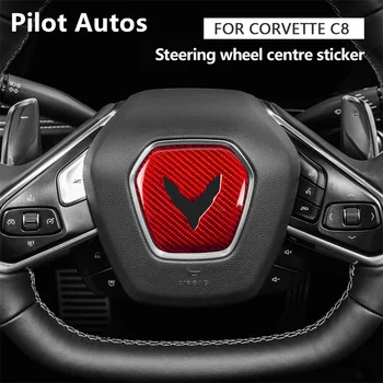 2022 2023 Для Corvette C8 Центральная Крышка Рулевого Колеса С Логотипом Из Натурального Углеродного Волокна 3D Декоративная Наклейка Аксессуары Для Интерьера