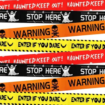 2024 Предупреждающая лента для украшения Хэллоуина, знаки, реквизит для вечеринки на Хэллоуин, предупреждение об опасности, Lline Decor, лента для устрашения, комплект 6 м / 9 м