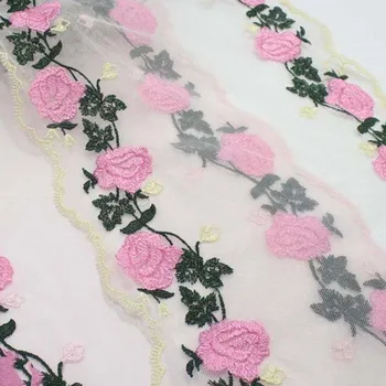 24 ярда розового тюля с цветочной вышивкой, сетчатая кружевная ткань для рукоделия, Свадебное платье, бюстгальтер, материал для рукоделия