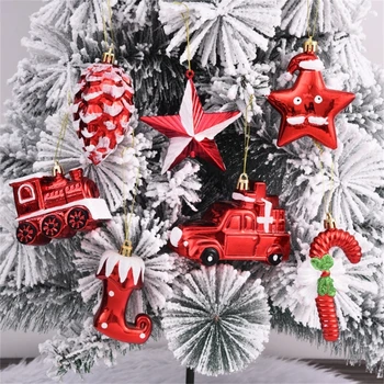 2шт Рождественская елка Подвесные подвески Сосновые шишки Костыль Звезда Украшения С Рождеством Христовым Новогодние принадлежности для вечеринок