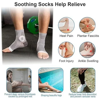 3 пары Носков при невропатии - Dr Sock Soothers - Успокаивающие Носки при невропатии - Носки при подошвенном фасциите-Синий-XL