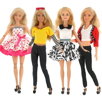 4 комплекта, 1 комплект модной кукольной одежды ручной работы, юбка Принцессы, Брюки, футболка, Детские игрушки для кукол 