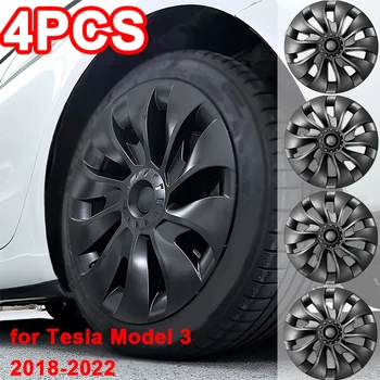 4шт 18-дюймовые автомобильные колпачки для ступицы, замена крышки колеса, защита автомобильного колеса от полного покрытия для модели 3 2018-2022