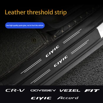 4шт Защитные Наклейки Для Порога Автомобиля Honda CRV Odyssey Vezel Fit Civic Accord Decor Decal Аксессуары Для Тюнинга