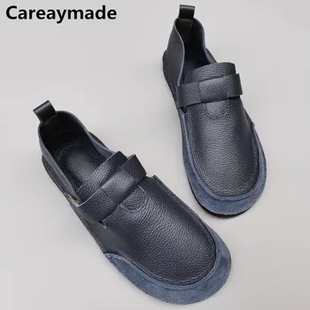 Careaymade-Мужская повседневная обувь ручной работы из натуральной кожи, уличная мягкая дышащая многослойная воловья кожа, оригинальные женские балетки в стиле ретро