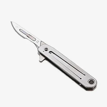 EDC 23 # карманный скальпель из нержавеющей стали, складной брелок для ключей с аварийным замком, 10 лезвий бесплатно для медицинской хирургии, титановый нож