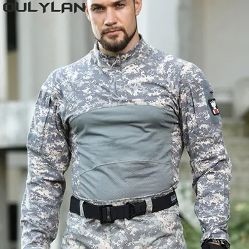 OULYLAN Походные топы, открытый штурмовой костюм, мужская военная походная куртка, охотничья одежда, пуловер, мужской ветрозащитный камуфляж CP ACU