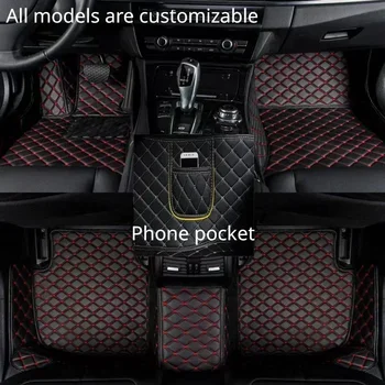 Автомобильные коврики на заказ для Jaguar XJ L 5 Seat 2010-2018 года Выпуска, карман для телефона из искусственной кожи, Ковер, Аксессуары для салона автомобиля