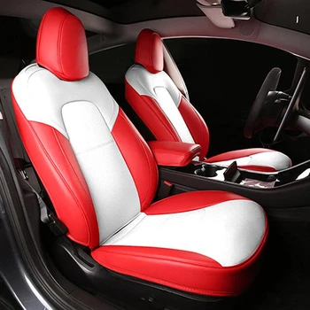 Аксессуары для автомобильных сидений Tesla Model 3 индивидуальной подгонки для модели Y, полностью обтянутые высококачественной кожей, Подушка на 5 мест, белая