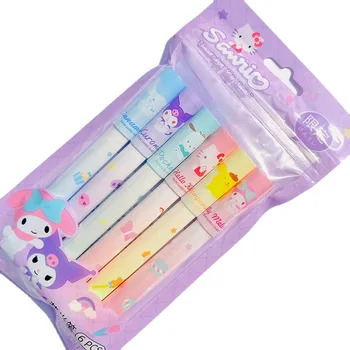 Аниме-хайлайтер Kawaii Sanrio, Hello Kitty, Сладкий Светлый маркер, Цветная маркерная ручка, Студенческая ручка с рисунком Граффити, Набор ручек