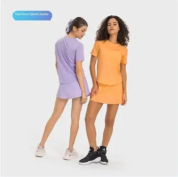 Бренд Lulu Заменяет высокотехнологичную юбку с высокой посадкой, теннисные шорты для йоги, комплект для йоги, комплект для поясничной поддержки, состоящий из двух частей.