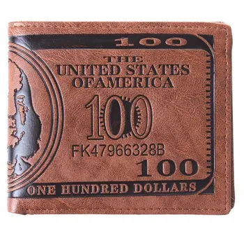 Брендовый мужской долларовый кошелек из искусственной кожи с буквенным принтом, короткий Двойной дизайн, мужской кошелек, держатель для карт