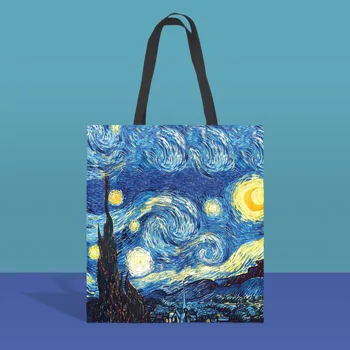 Вангог, картина маслом со звездным небом, сумочка с принтом, женская художественная холщовая сумка, пляжная сумка, большая вместительная сумка для путешествий, кемпинга, легкая сумка