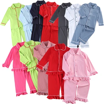 Весенне-осенние комплекты пижам для маленьких детей, хлопковая одинаковая одежда, пижамы для мальчиков и девочек, штаны с длинными рукавами, детские пижамы