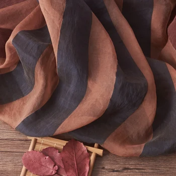 Высококачественная шелковая льняная ткань в красно-серую полоску из тканей, окрашенных пряжей, Высококачественная ткань для одежды