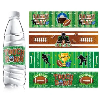 Декоративные наклейки для бутылок с водой для вечеринки в стиле регби, американского футбола, Суперкубка, вечеринки в честь дня рождения спортивного мальчика 
