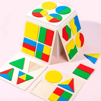 Деревянная головоломка геометрической формы для раннего детства, развивающие игрушки для детей с распознаванием цвета и формы