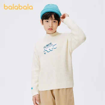 Детский свитер для мальчиков Balabala, осенне-зимний модный жаккардовый свитер с низом