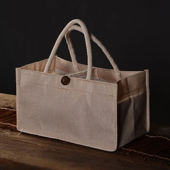 Джутовые сумки-тоут, сумочка из мешковины, многоразовая пляжная сумка для покупок, сумка для продуктов с ручкой, подарочная сумка большой емкости для ежедневного использования для женщин и девочек