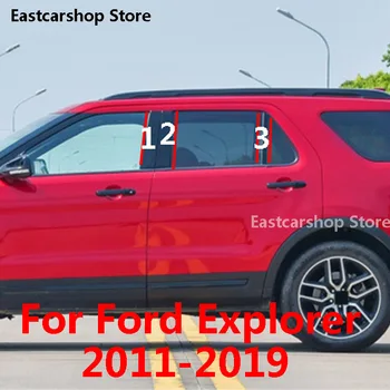 Для Ford Explorer 2019 2018 2017 2016 2015 Отделка средней колонны окна двери автомобиля из углеродного волокна, наклейки в полоску на стойку B C 2011-2014