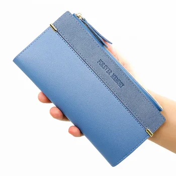 Женская длинная кожаная однотонная модная сумочка Кошелек для монет Сумка для хранения карт Сумка для хранения