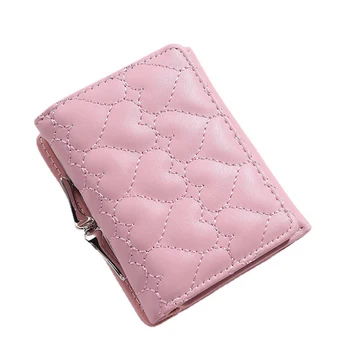 Женская короткая сумка-кошелек Тонкой строчки, однотонный держатель для карт, подарок на День Святого Валентина, День рождения