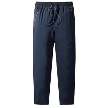 Зимние мужские брюки с карманами на эластичном поясе для бега трусцой, осенне-зимние спортивные брюки