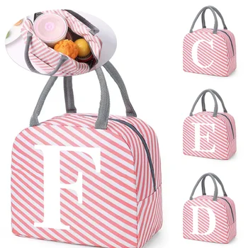 Изолированный ланч-пакет, детские сумки для хранения продуктов для девочек-подростков, розовый милый ланч-бокс с белым буквенным принтом