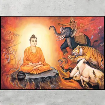 Картины на холсте, Религия, Будда, Животные, Настенная живопись
