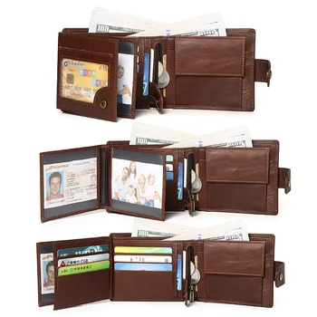 Классический мужской кошелек из натуральной кожи, держатель для кредитных карт, RFID-кошелек для монет