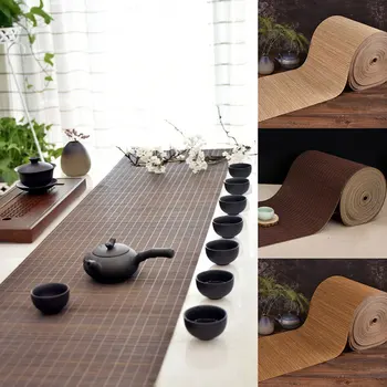 Коврик для стола из натурального бамбука, Чайная столовая дорожка для стола с горячей изоляцией, тканый коврик для столовых приборов в японском стиле, декор для домашнего кафе и ресторана, подставка для посуды
