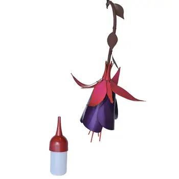 Кормушка для колибри с металлическим цветком, кормушка для птиц из дерева, декоративные кормушки для колибри на открытом воздухе емкостью 8 унций Simple