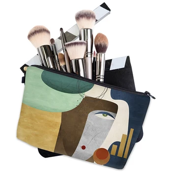 Косметички с абстрактным рисунком, женская косметичка, органайзер для туалетных принадлежностей для девочек, практичная женская сумочка