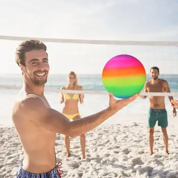 Красочный Пляжный Мяч Для Бассейна Резиновый Радужный Пляжный Волейбол Садовая Игровая Сетка Детские Игрушки Мяч Для Футбольного Капитана I2h5