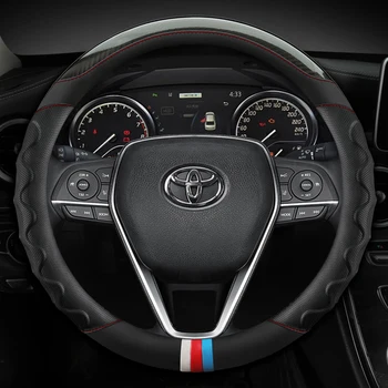 Крышка Рулевого Колеса Автомобиля 38 см Из Углеродного Волокна, Кожаная Для Toyota Corolla Avensis Crown 2018 Rav4 Hilux Auris 2015 Camry CH-R 2021