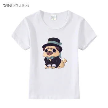 Летние хлопковые футболки, детские футболки с короткими рукавами с принтом забавной собаки для девочек, топы для мальчиков, детские футболки 2-9 лет