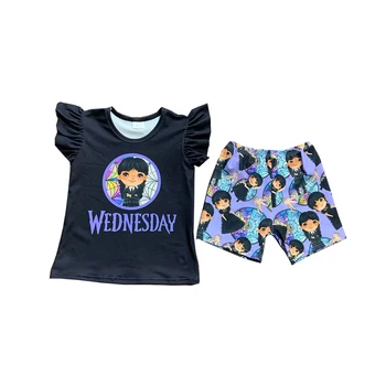 Летняя одежда для маленьких девочек, комплекты шорт с короткими рукавами для малышей, одежда для малышей, одежда для бутика