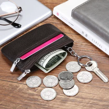 Маленький кошелек для монет из воловьей кожи первого слоя, Корейская версия, сумка для ключей, цепочка для автобусных карточек, сумка для монет, женская мини-сумка для продуктов