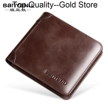 Мужской кошелек из натуральной кожи роскошного бренда RFID Fold, короткий тонкий кошелек для монет, деловой держатель для кредитных карт для мужчин N886