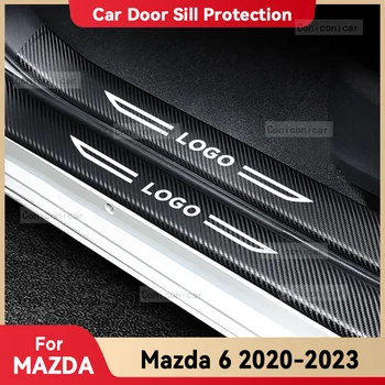 Наклейка на порог автомобиля из углеродного волокна для Mazda 6 2020-2023, Педаль порога, Аксессуары для внутренней отделки с защитой от царапин