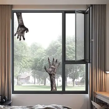 Настенная наклейка с изображением руки призрака на Хэллоуин, ПВХ Самоклеящиеся обои, Атмосфера ужаса, декор для дома на Хэллоуин