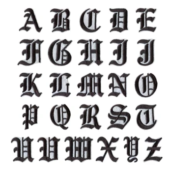 Нашивки с вышивкой шрифтов, отдельные части букв английского алфавита, A-Z, смешанные Вышитые нашивки на значок, железные нашивки для одежды