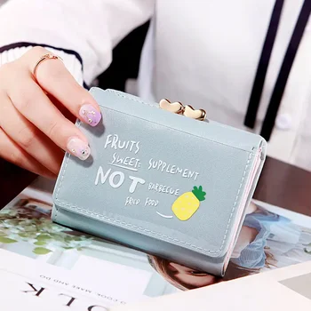 Новая женская сумка для карт, мини-зажим для денег, маленький кошелек для студенток, корейская версия, короткий милый фруктовый кошелек для монет с несколькими картами
