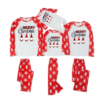 Новая рождественская одежда для родителей и детей, семейная хлопковая одежда для родителей и детей с принтом рождественской елки, пижамы, Рождественский семейный комплект из двух предметов