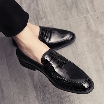 Новые однотонные мужские лоферы из качественной кожи с кисточками, Свадебная деловая мужская официальная обувь, Размер 38-48, Классическая обувь в стиле ретро