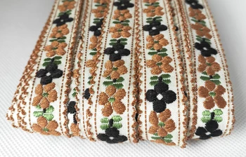 НОВЫЕ хлопчатобумажные цветы с вышивкой 20 мм X 22 мм, Тканая жаккардовая лента, заколка для одежды 