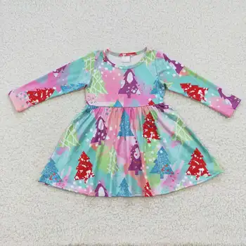 Оптовая продажа новейшего RTS для малышей, повседневное платье для девочек, Рождественская елка, бутик одежды, детские платья