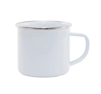 Персонализированные сублимационные кружки BlankEnamel с серебряным краем, маленькая белая походная чашка для кофе и чая с пользовательским логотипом из нержавеющей стали