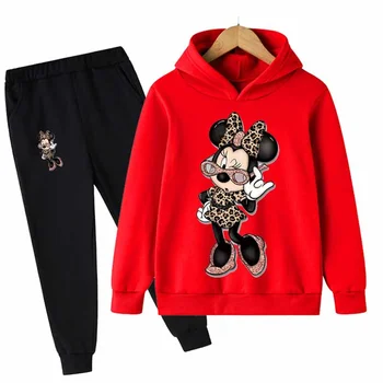 Повседневная детская одежда Minnie Mouse, комплект толстовок из 2 предметов, крутая одежда для девочек, спортивный костюм для мальчиков, детская одежда для малышей